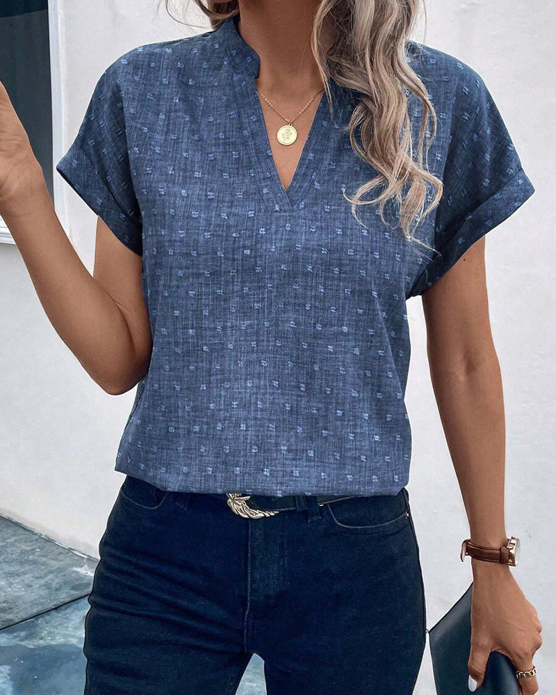 Camicetta a maniche corte con stampa e scollo a V