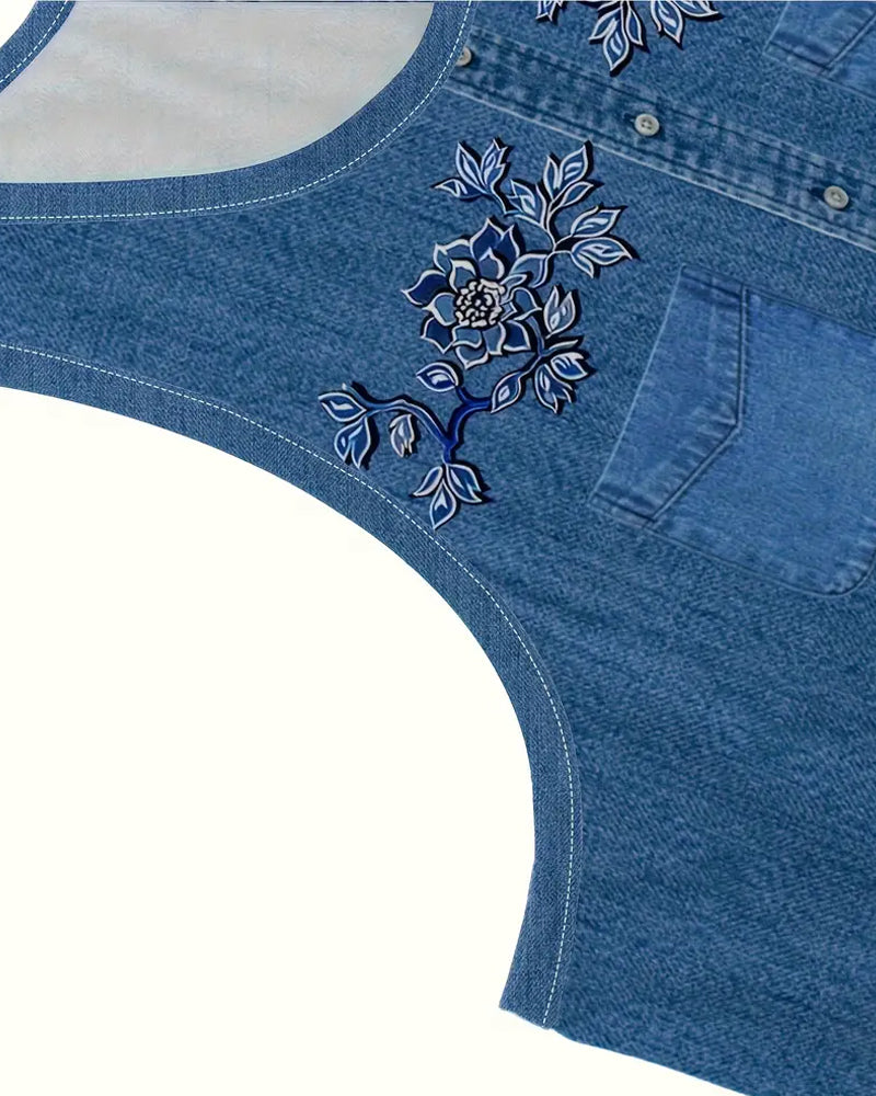 ärmelloses Kleid aus Denim-Imitat