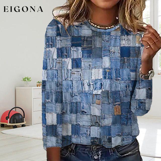 Classic Blue Check T-Shirt best Best Sellings clothes Plus Size Sale tops Topseller