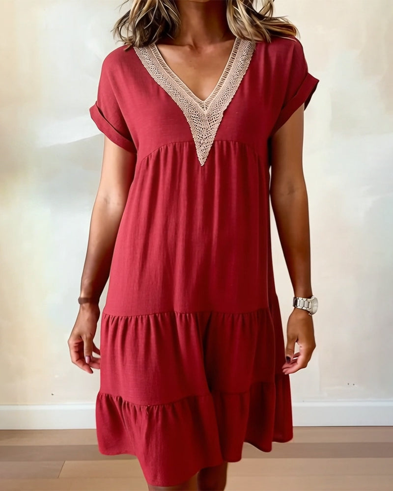 Lace V-Neck Cake Dress