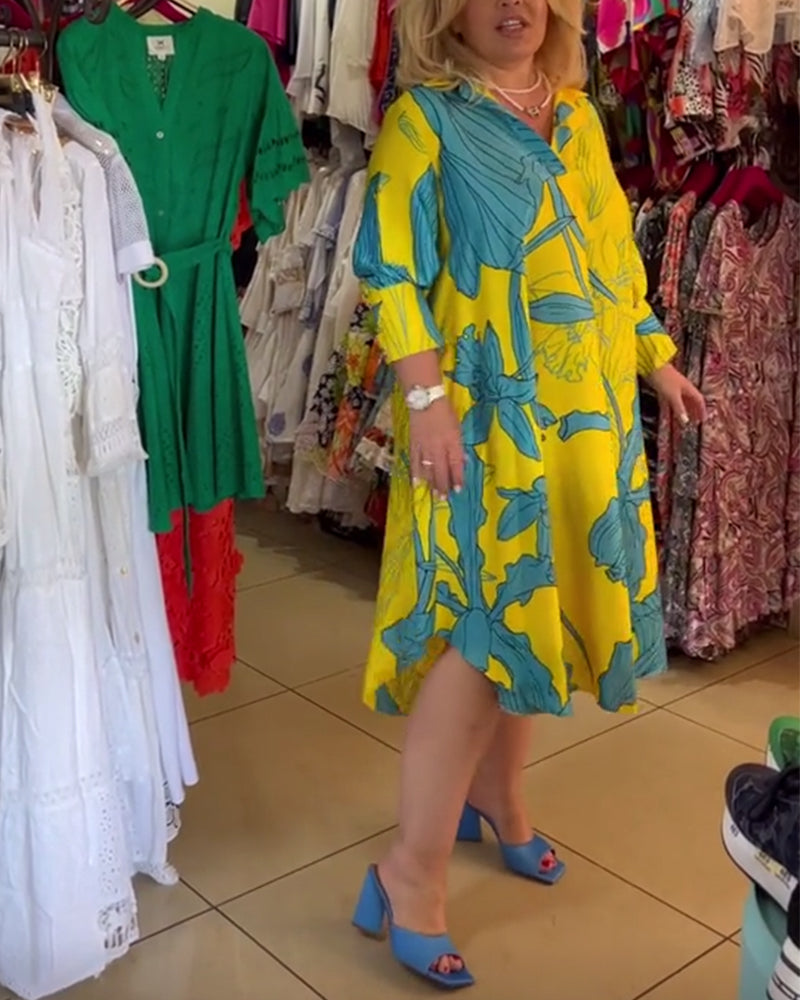 Loose long sleeve printed dress casual dresses spring summer