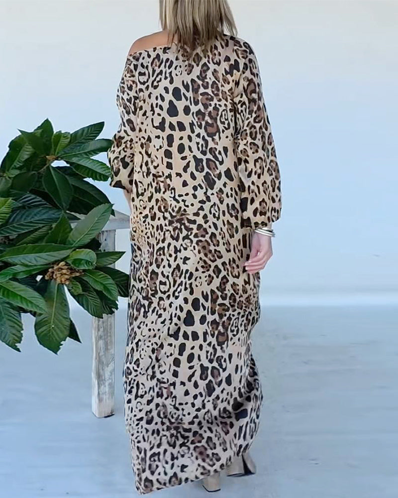 Fashionable Leopard Print Maxi Dress