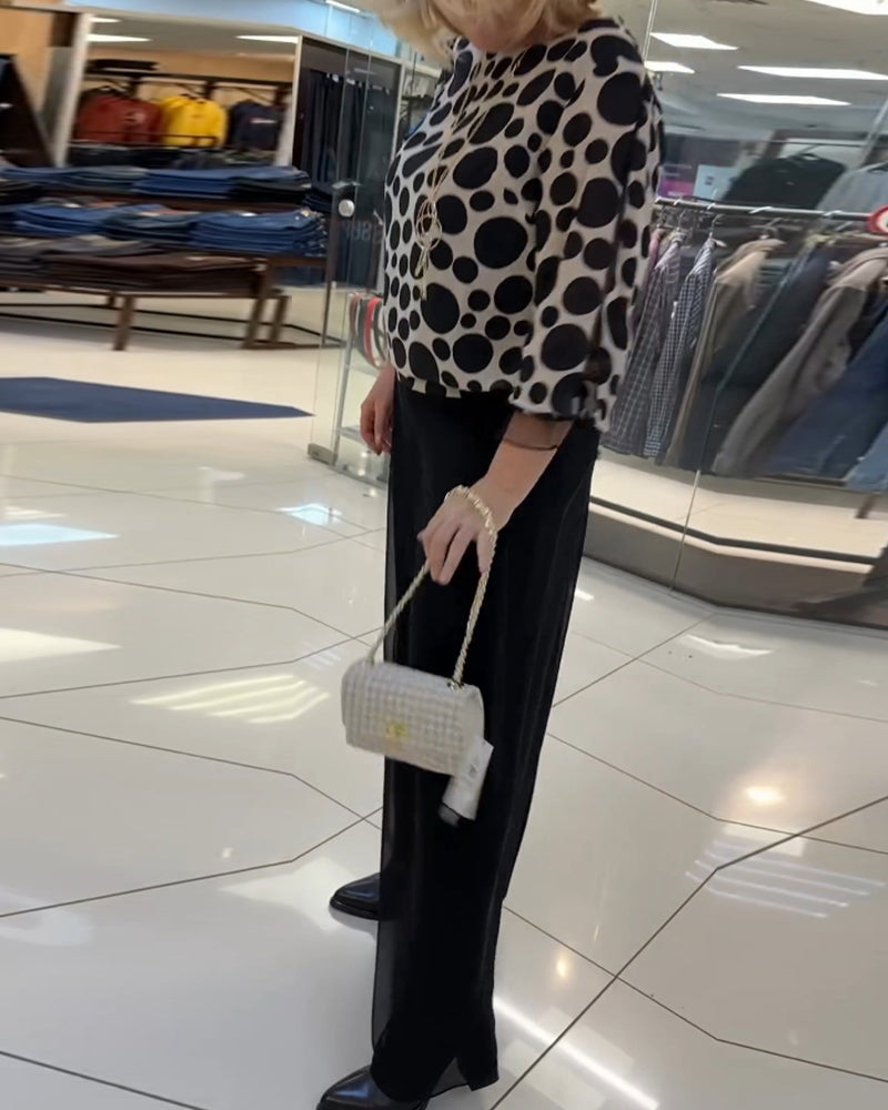 Spliced flowy casual wide-leg pants pants spring summer