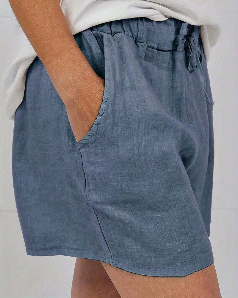 Solid Color Simple Drawstring Shorts