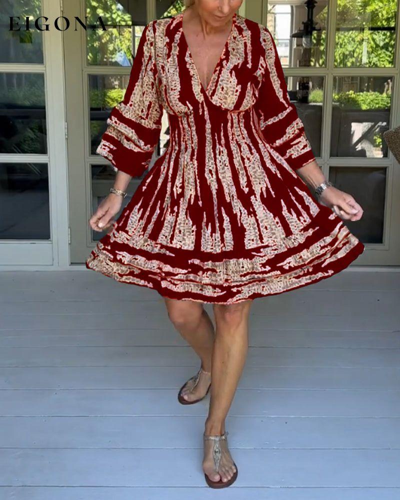 V neck three quarter sleeve dress 23BF Casual Dresses Clothes discount Dresses Spring Summer