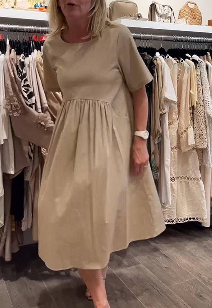 Round neck short sleeve patchwork dress 202466 casual dresses summer