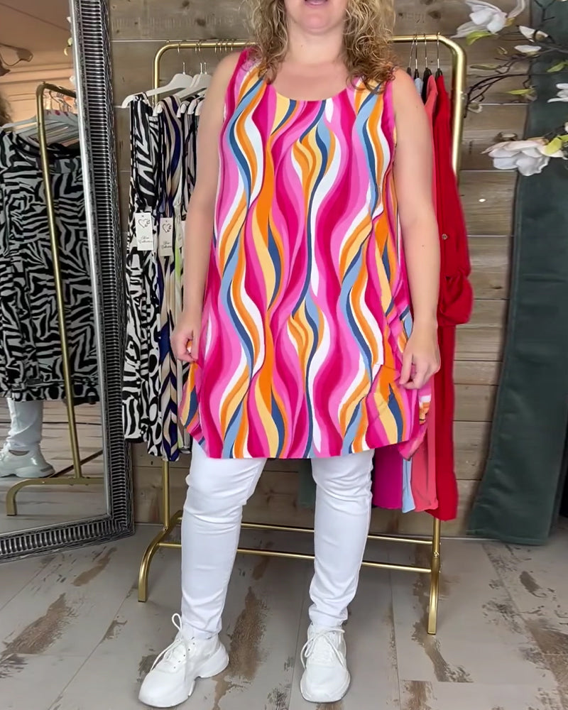 Sleeveless Colorful Printed Tank Top