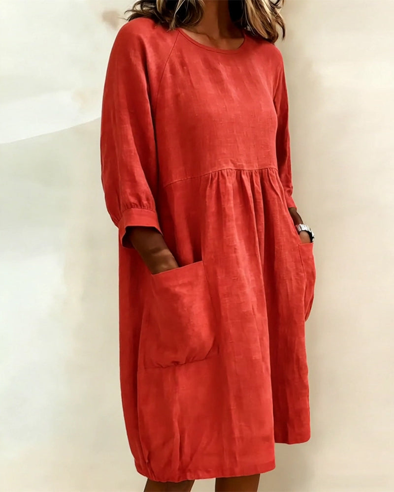 Three-Quarter Sleeve Loose Dress