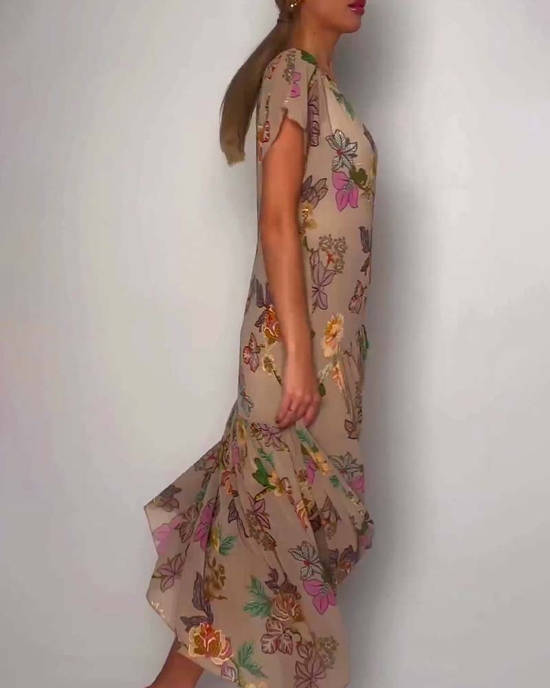 Round neck flower dress