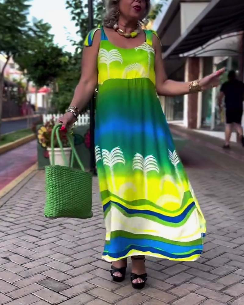 Rainbow Sling Print Resort Dress