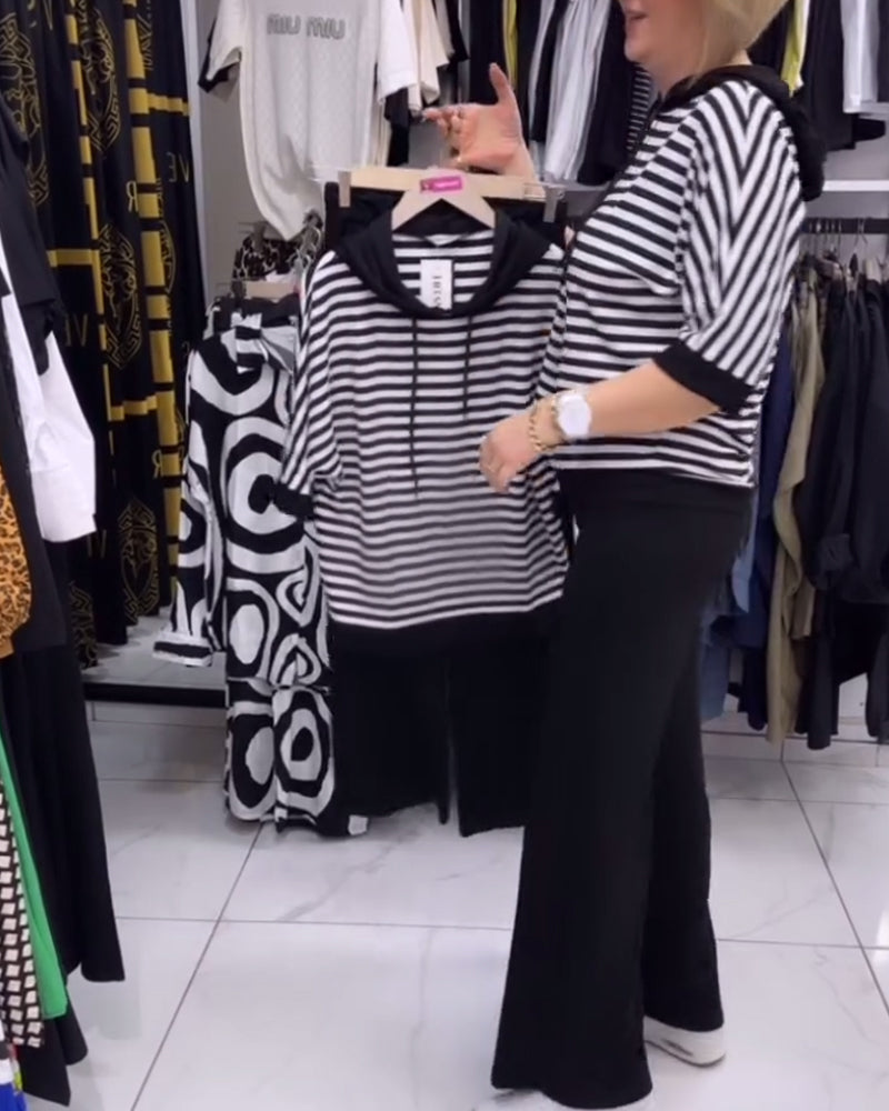 Hooded striped classic blouse 202466 blouses & shirts summer