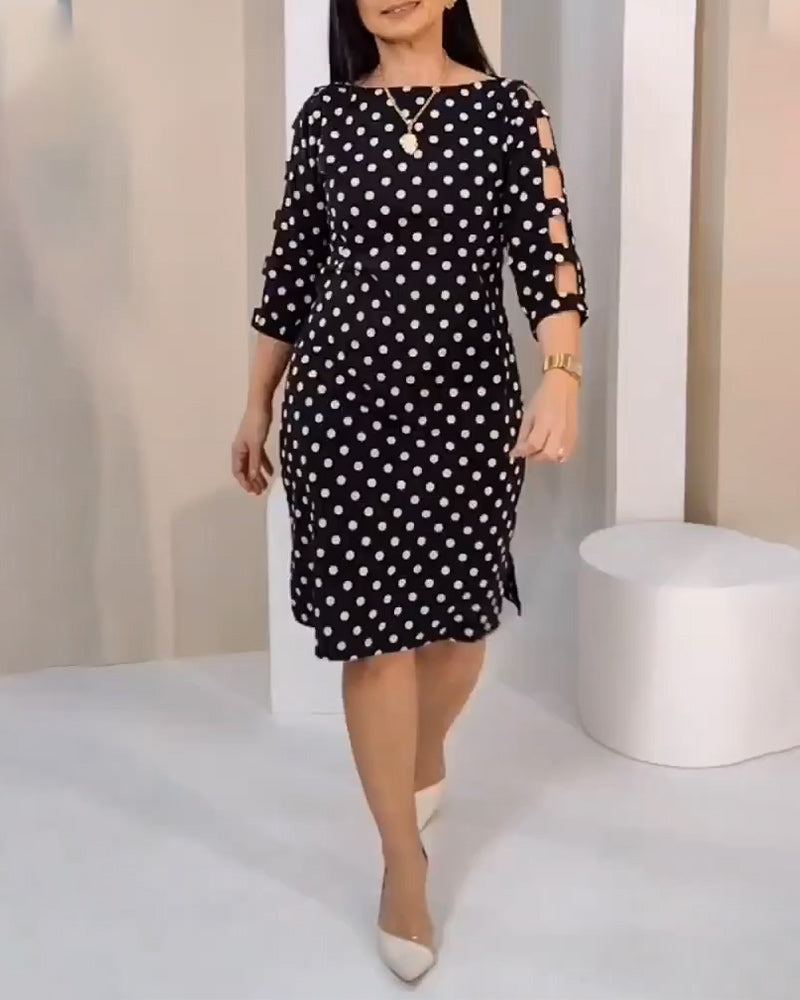 Round Neck Polka Dot Dress