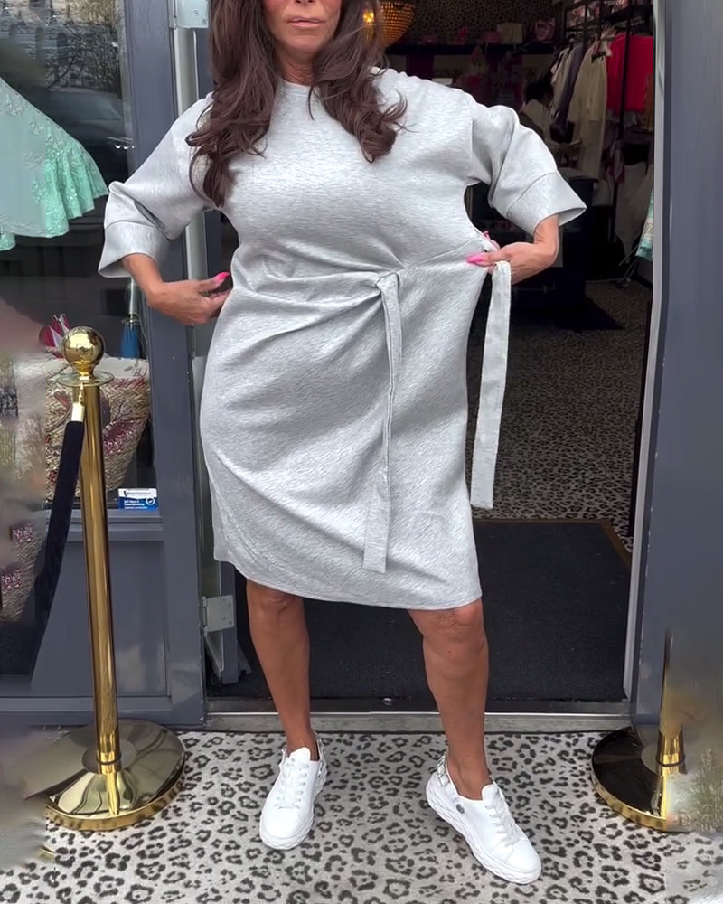 Half Sleeve Twist Casual Dress