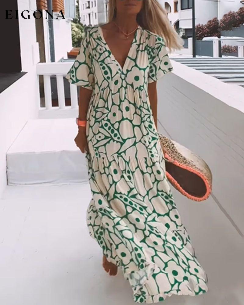 Printed v-neck loose dress 23BF Casual Dresses Clothes Dresses Spring Summer