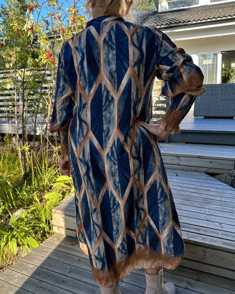 Diamond tie-dye print dress 2024 f/w casual dresses spring