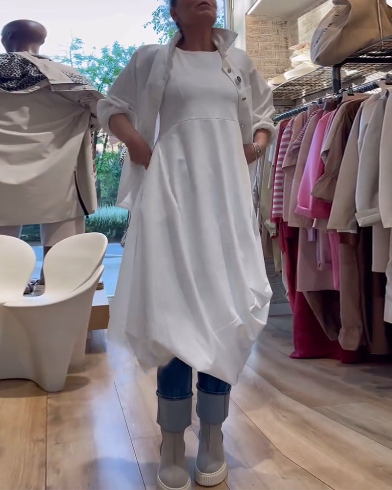 Solid Color Sleeveless Loose Dress