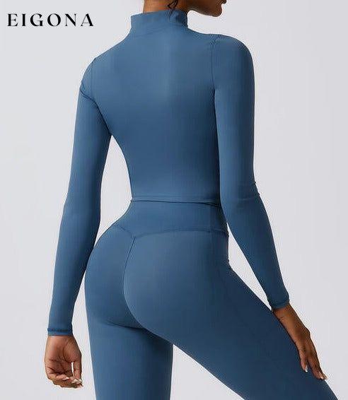 Zip Up Long Sleeve Cropped Activewear Sports Top Jacket activewear clothes Ship From Overseas Z&C