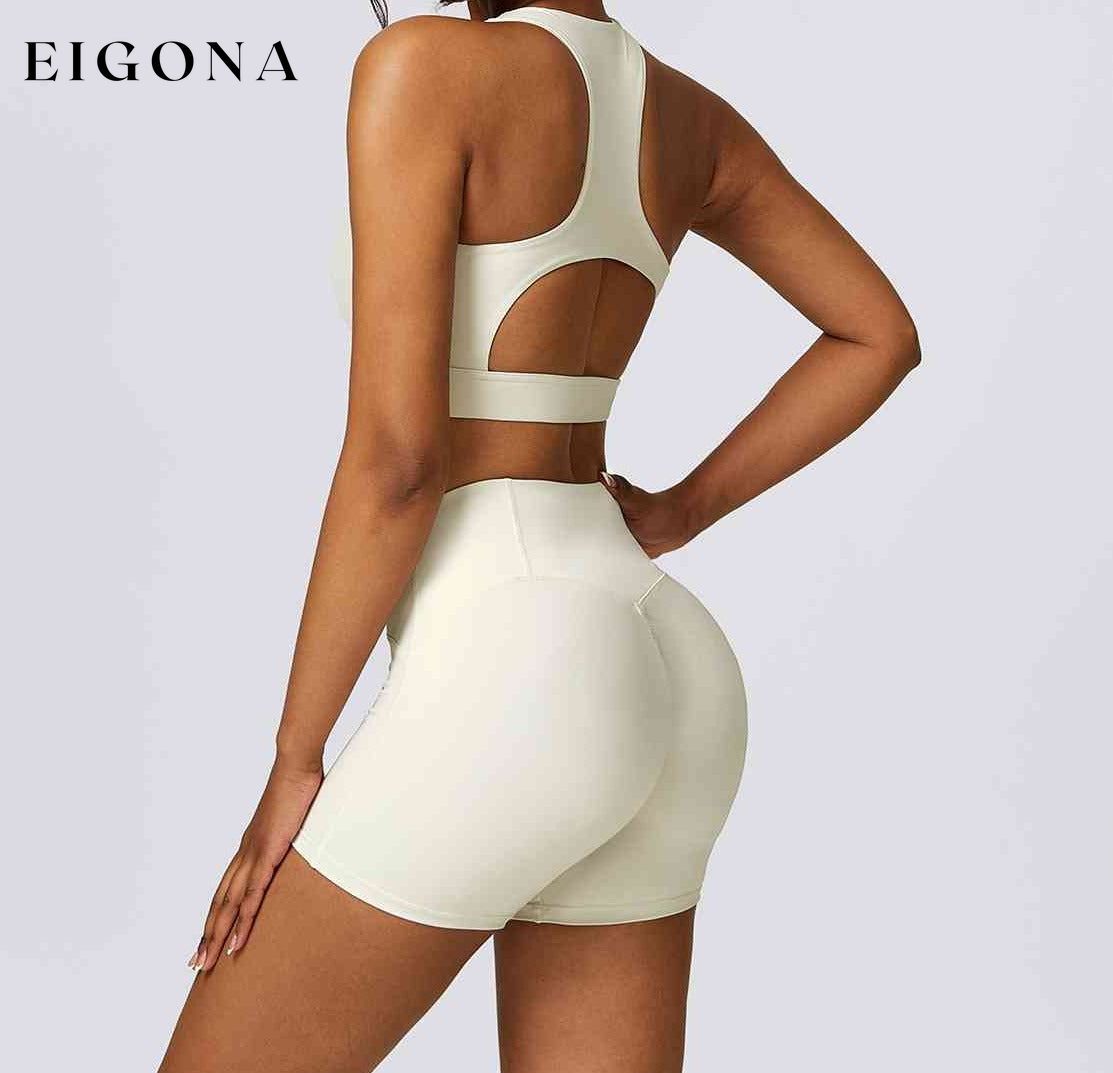 Cutout Cropped Sport Tank and Shorts Set active wear activewear Activewear sets clothes clothing sets Ship From Overseas Z&C