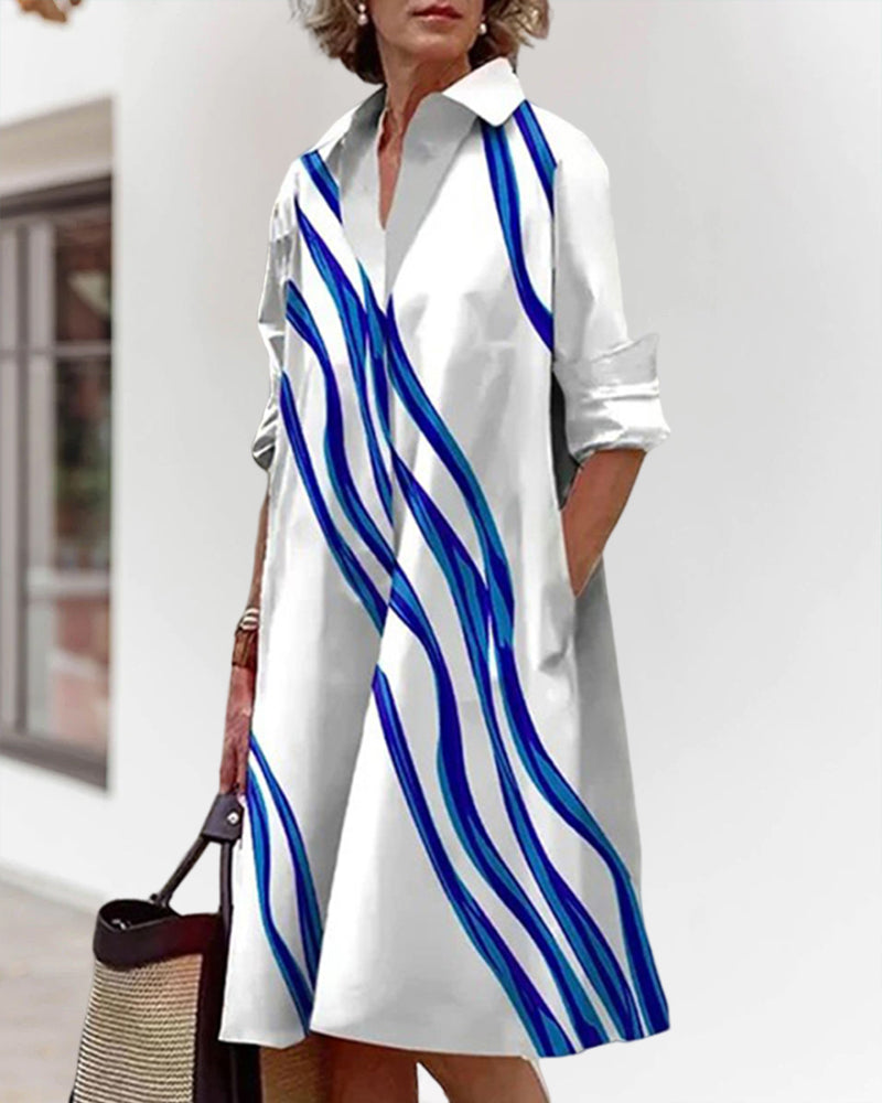 Casual printed lapel pocket dress 202466 casual dresses spring summer