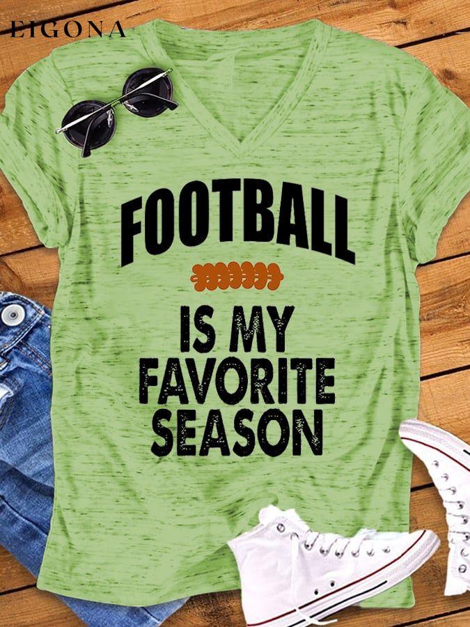Women's Football Is My Favorite Season Print T-Shirt ball print