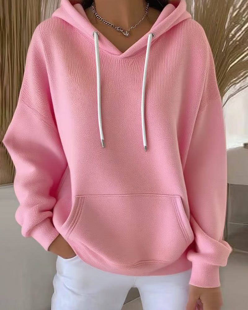 Hood and Pocket Features Sweatshirt