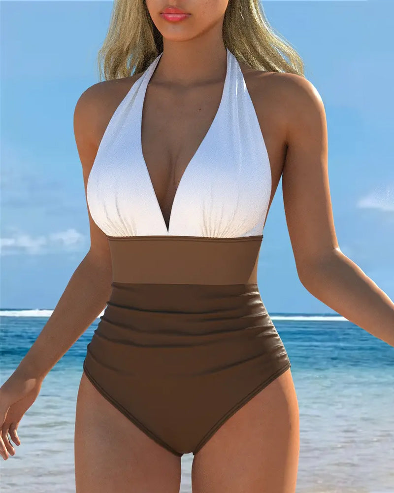 Contrast Color One Piece Swimsuit