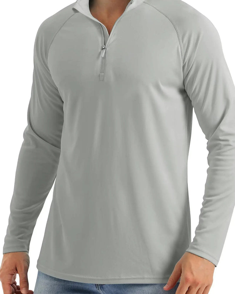 Men's Zip Stand Collar Long Sleeve Top