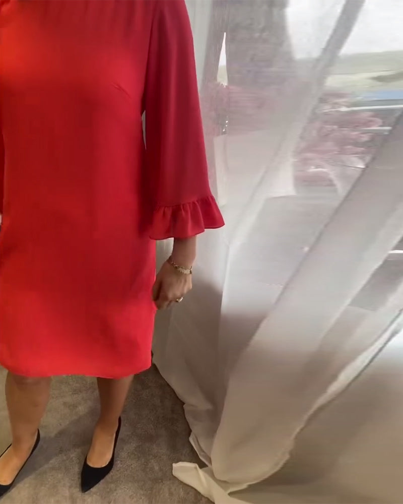 Casual solid color round neck ruffle dress 202466 casual dresses spring summer