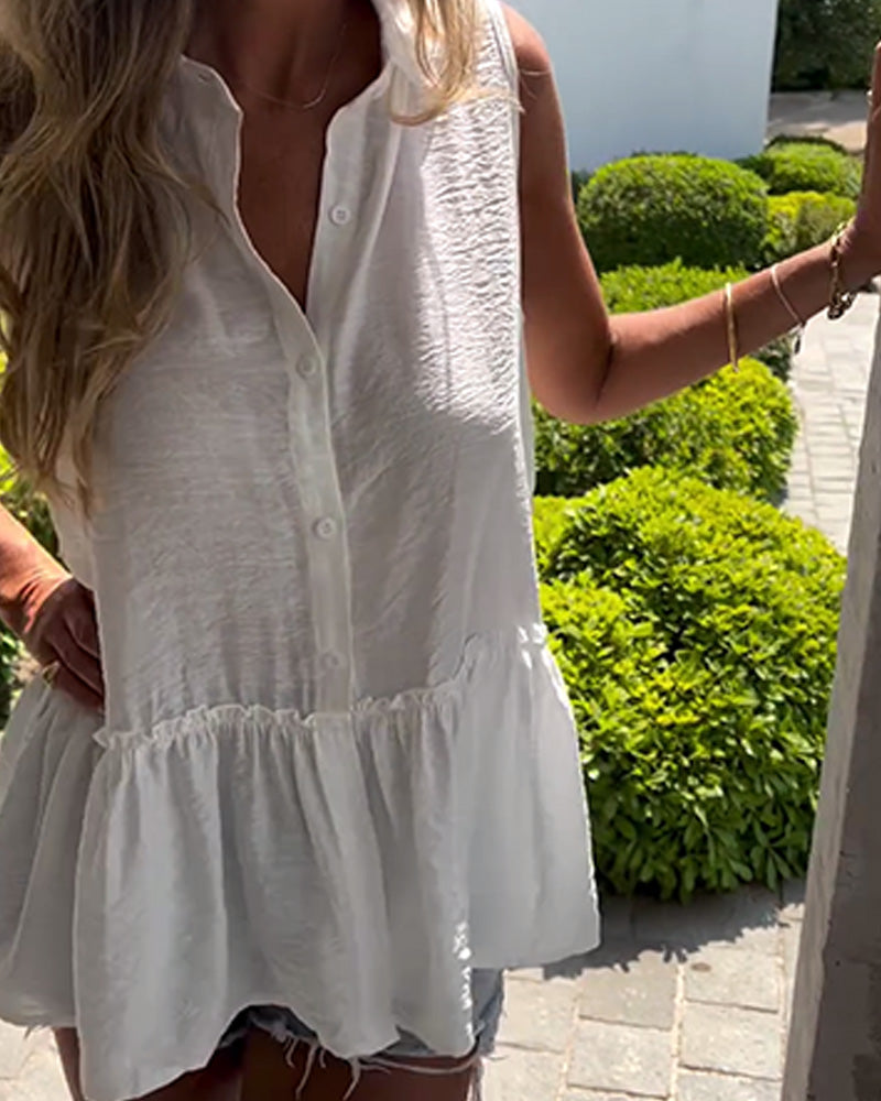 Ärmelloses A-Linien-Tanktop mit Revers