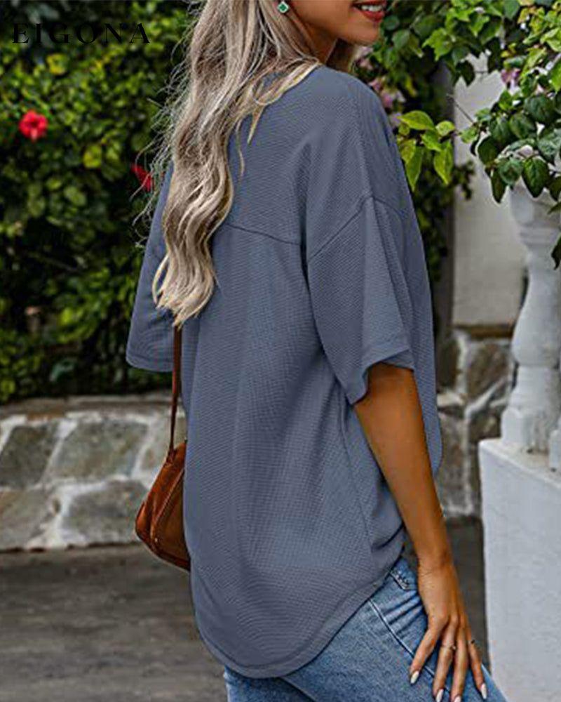 V neck pocket short sleeve t-shirt 23BF clothes Short Sleeve Tops Summer T-shirts Tops/Blouses