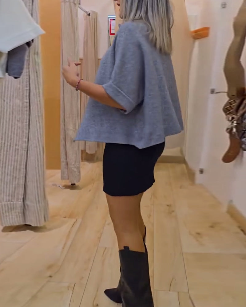 Solid color turtleneck half sleeve elegant cardigan 2024 f/w cardigans