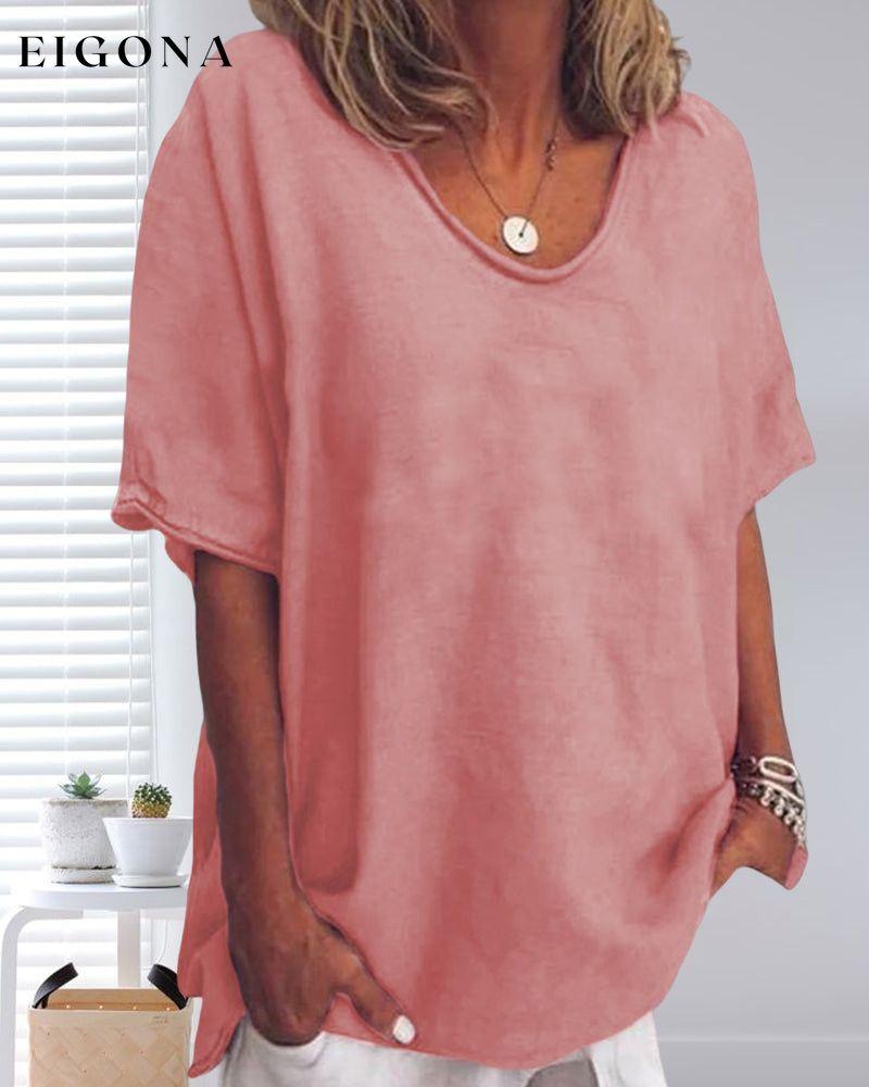 Solid color round neck loose t-shirt 23BF clothes SALE Short Sleeve Tops Spring Summer T-shirts Tops/Blouses