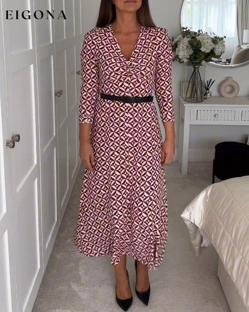 Geometric print v-neck elegant dress 2023 f/w 23BF casual dresses Clothes Dresses spring