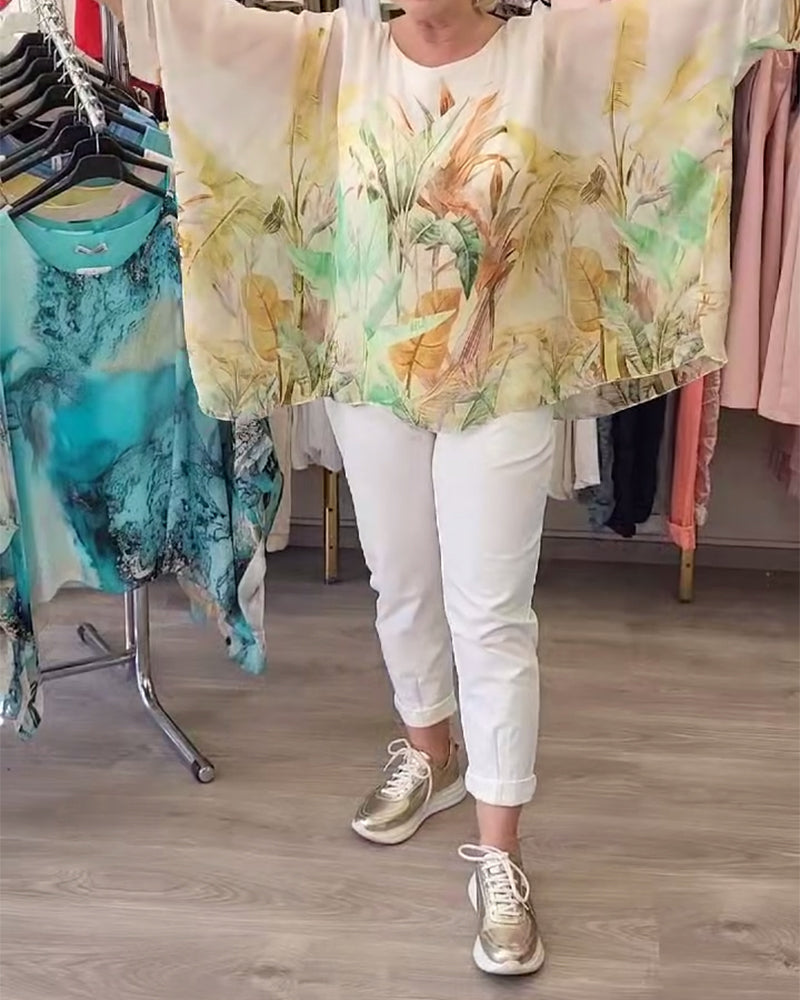 Lockere Bluse mit unregelmäßigem Druck