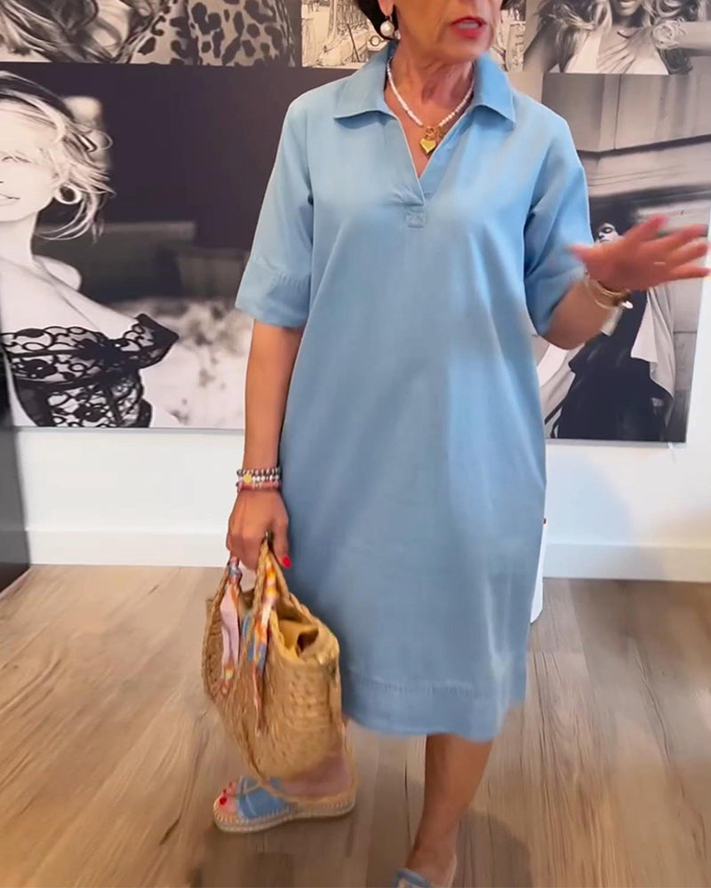 Lapel Casual Short Sleeve Dress