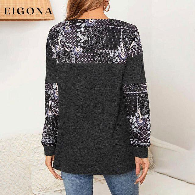 Floral Print Patchwork T-Shirt best Best Sellings clothes Plus Size Sale tops Topseller