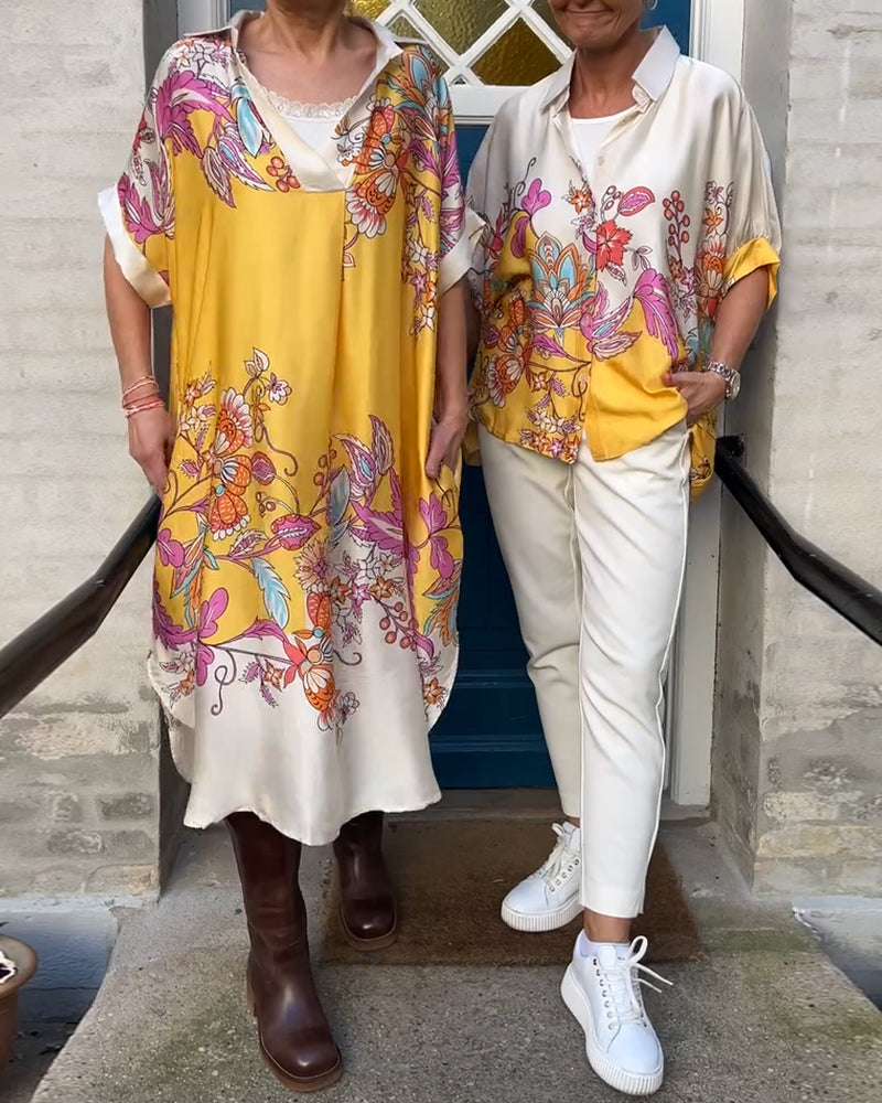 Lockeres Kleid mit Revers-Print