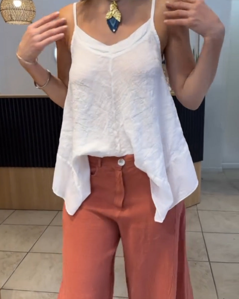 Solid Color Sleeveless Irregular Cami Top