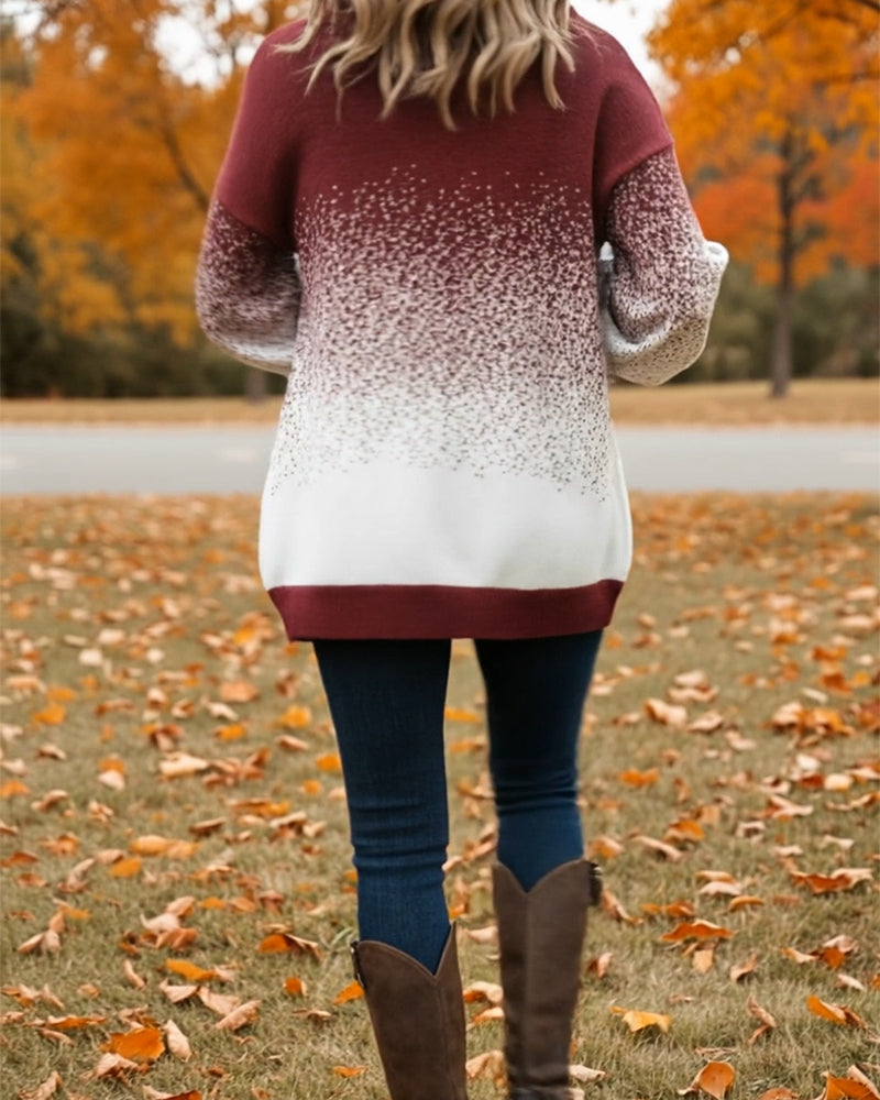 Cowl Neck Gradient Pattern Pullover