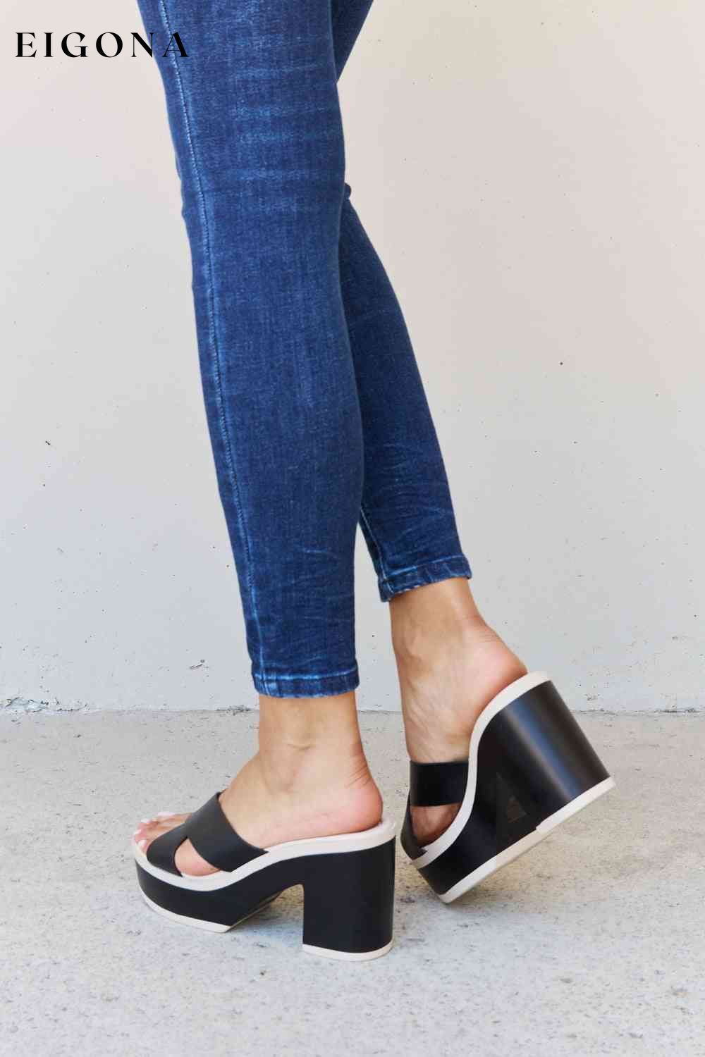 Cherish The Moments Contrast Platform Sandals in Black BFCM - Up to 25 Percent Off Black Friday Ship from USA shoes Weeboo womens shoes