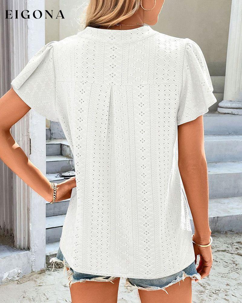 V-neck Ruffle Sleeve T-shirt 23BF clothes Short Sleeve Tops Spring Summer T-shirts Tops/Blouses