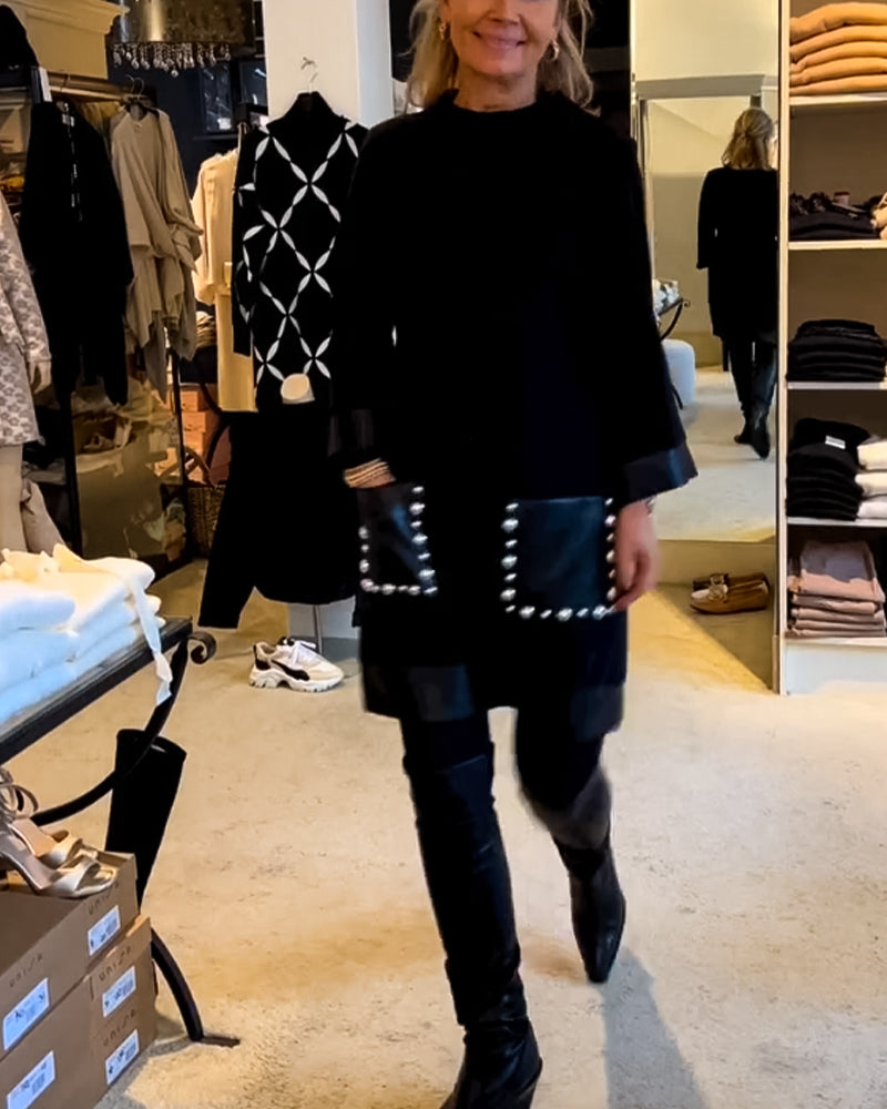 Vestido casual con cuello redondo y bolsillos