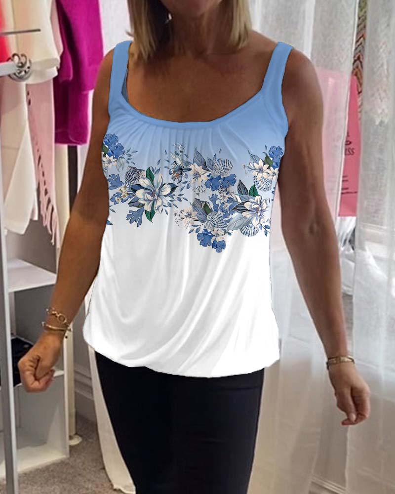 Gradient Color Block Print Vest