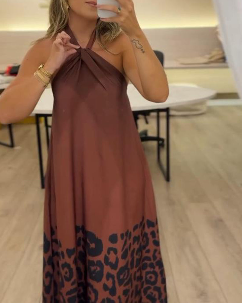 Halter Neck Leopard Print Dress