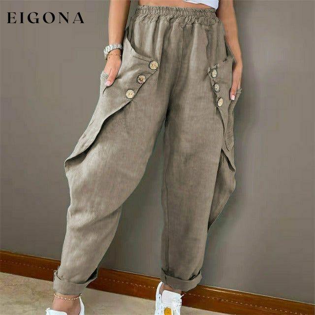 Casual Solid Color Harem Pants Khaki best Best Sellings bottoms clothes pants Sale Topseller