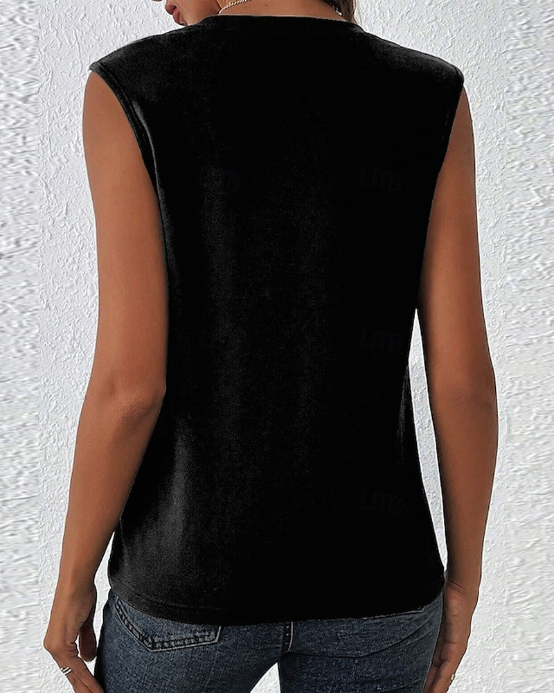 Lässiges ärmelloses T-Shirt mit Buchstabendruck