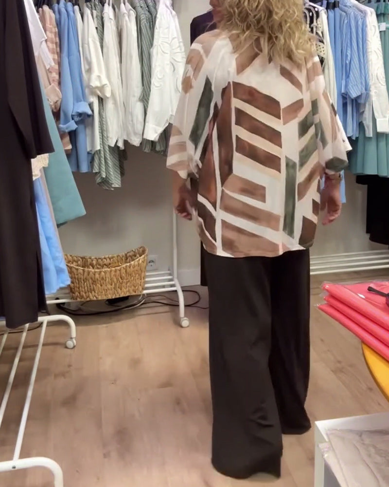 Lässiges, bedrucktes, lockeres T-Shirt