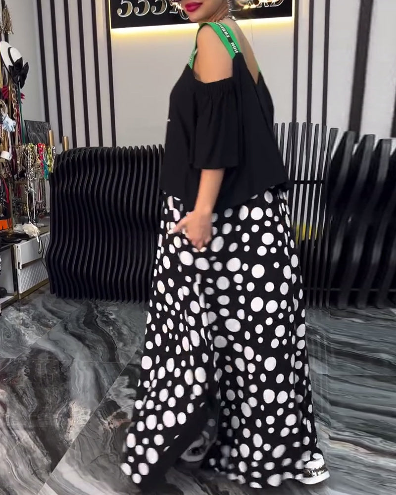 Casual Suspender Polka Dot Patchwork Dress