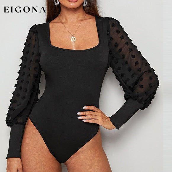 Square neck sexy backless long sleeve bodysuit Black bodysuit bodysuits clothes