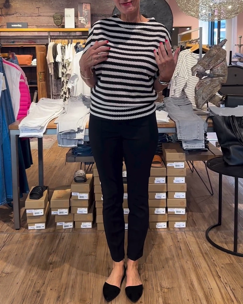 Casual striped print short-sleeve blouse 202466 blouses & shirts summer